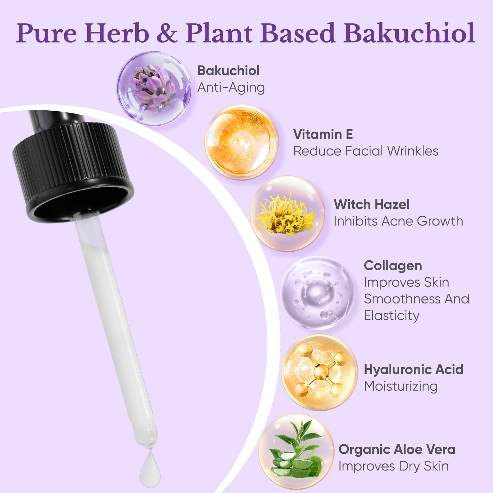 1HEROLABS Bakuchiol Serum – Gentle Retinol Alternative for Sensitive Skin, Vitamin E, Hyaluronic Acid & Collagen (1 oz)