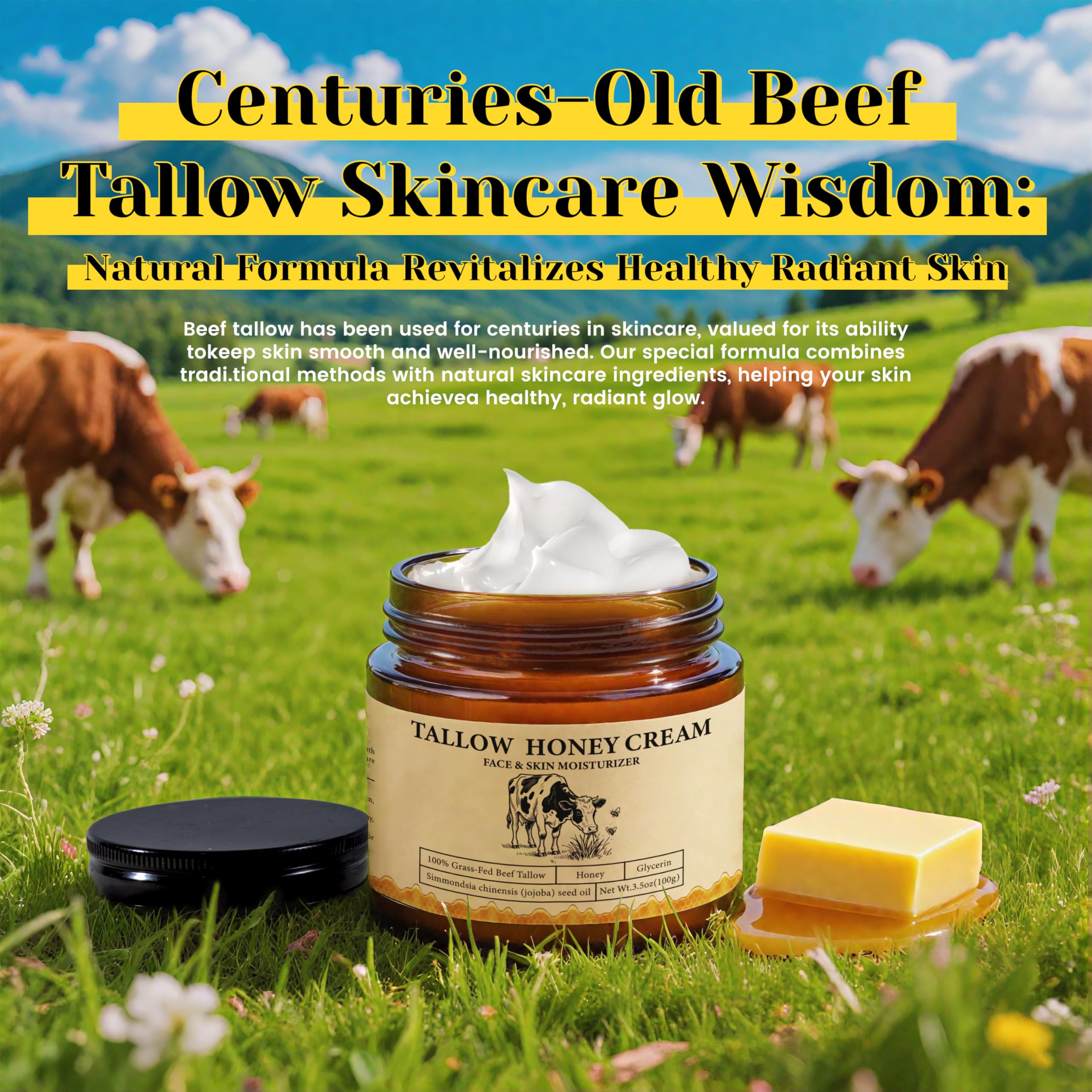 2Bmagic Beef Tallow Honey Skin Balm — All-Natural Body & Face Moisturizer