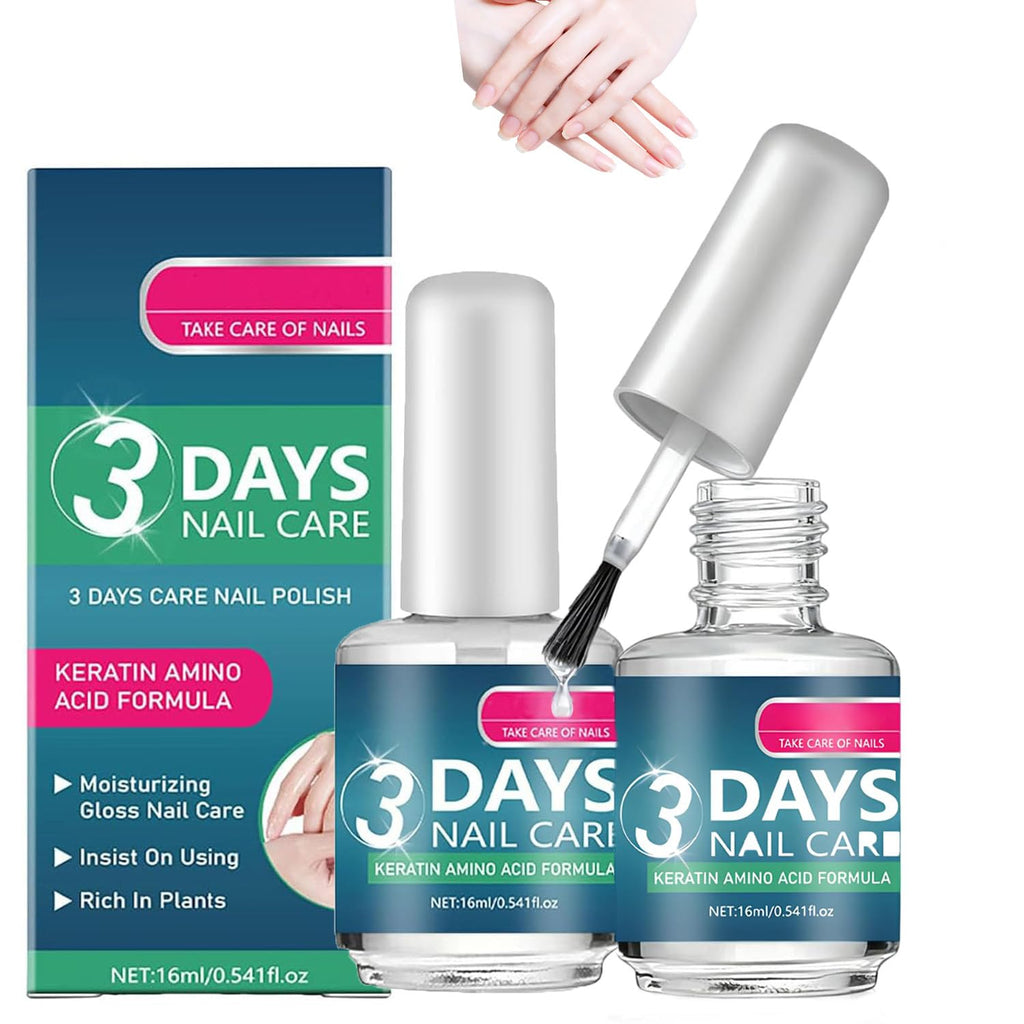 2Pacs 3 Days Nail Care – Keratin Amino Acid Formula for Hydrated, Strong Nails (16ml)