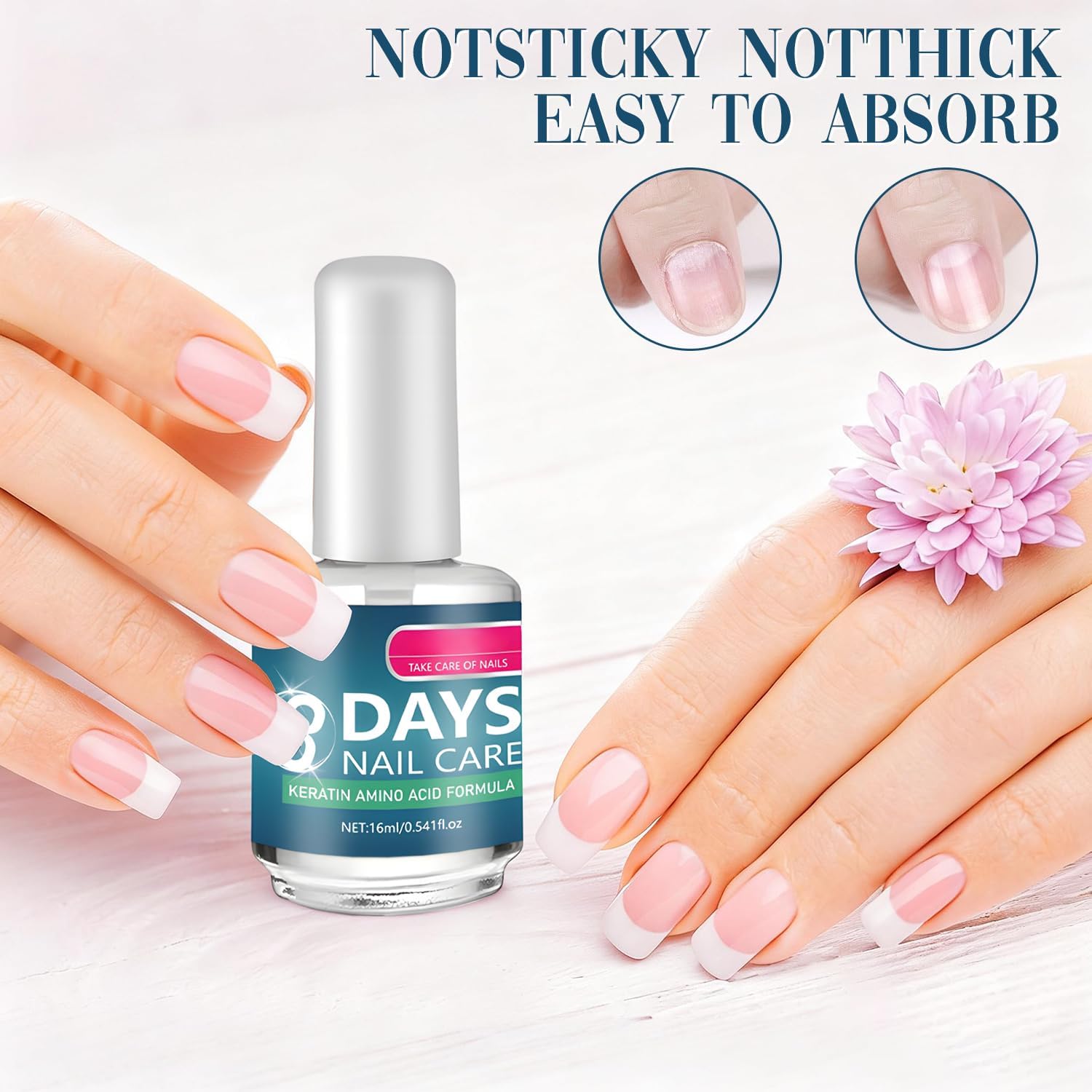 2Pacs 3 Days Nail Care – Keratin Amino Acid Formula for Hydrated, Strong Nails (16ml)