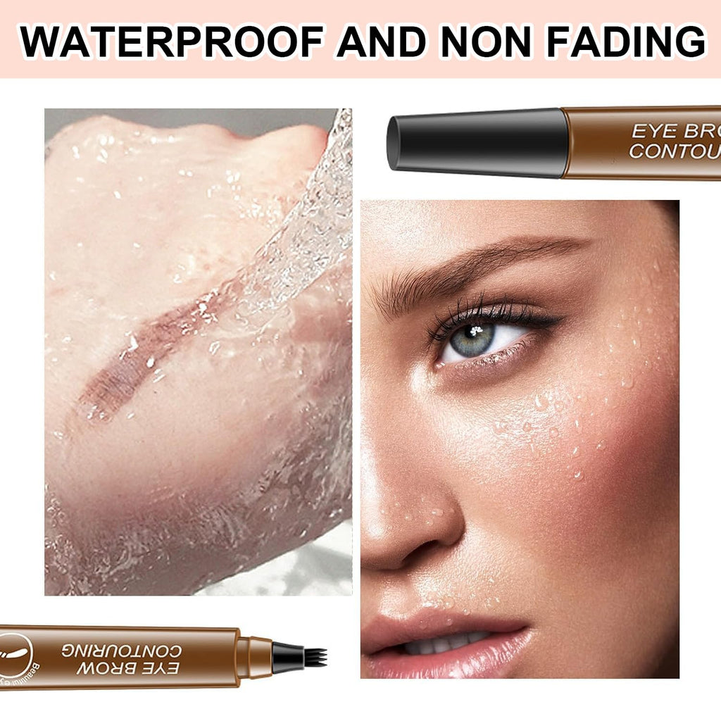 2PC Microblading Eyebrow Pencil for Women - 2026 Waterproof 4-Tip Micro-Fork for Natural-Looking Brows