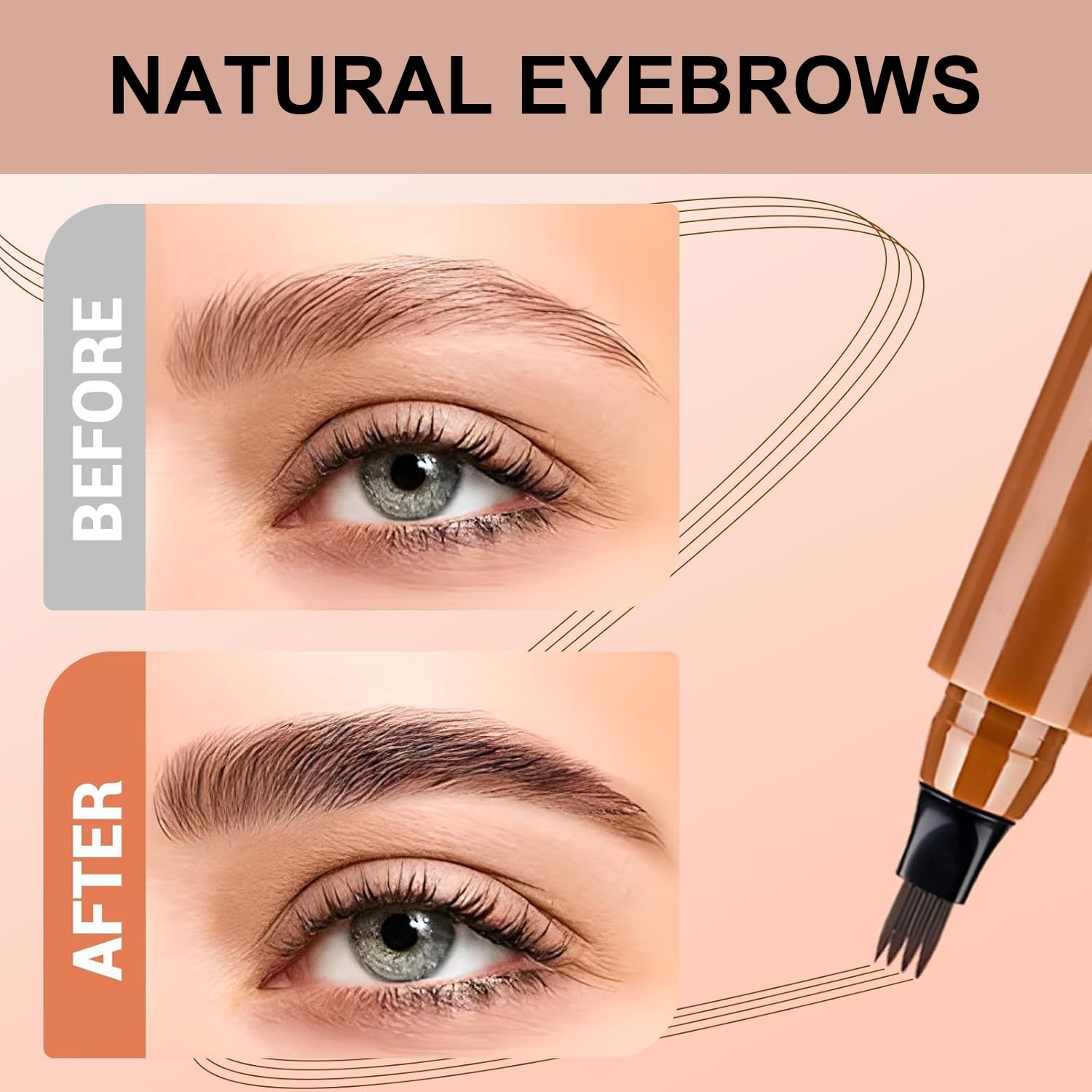 2PC Microblading Eyebrow Pencil – 2026 New 3D Waterproof 4-Tip, Light Brown