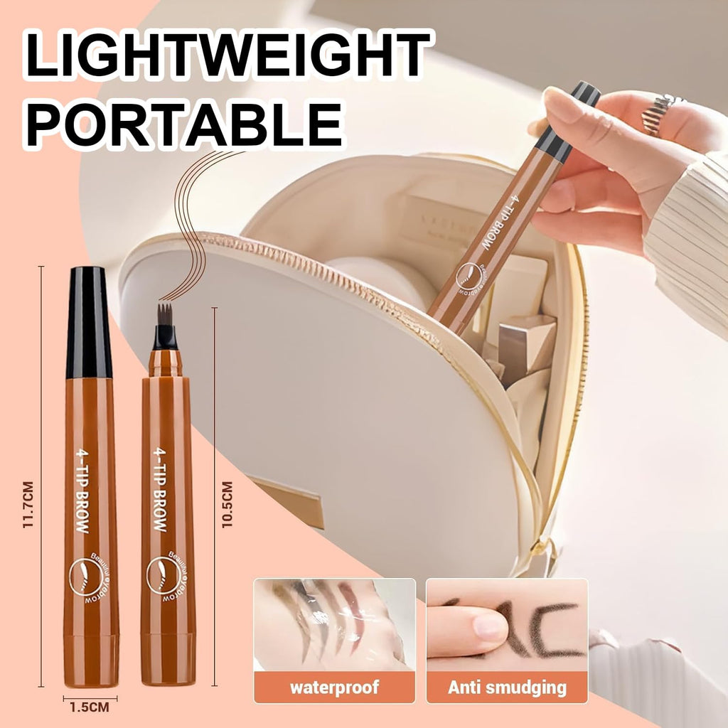 2PC Microblading Eyebrow Pencil for Women - 2026 Waterproof 4-Tip Micro-Fork for Natural-Looking Brows