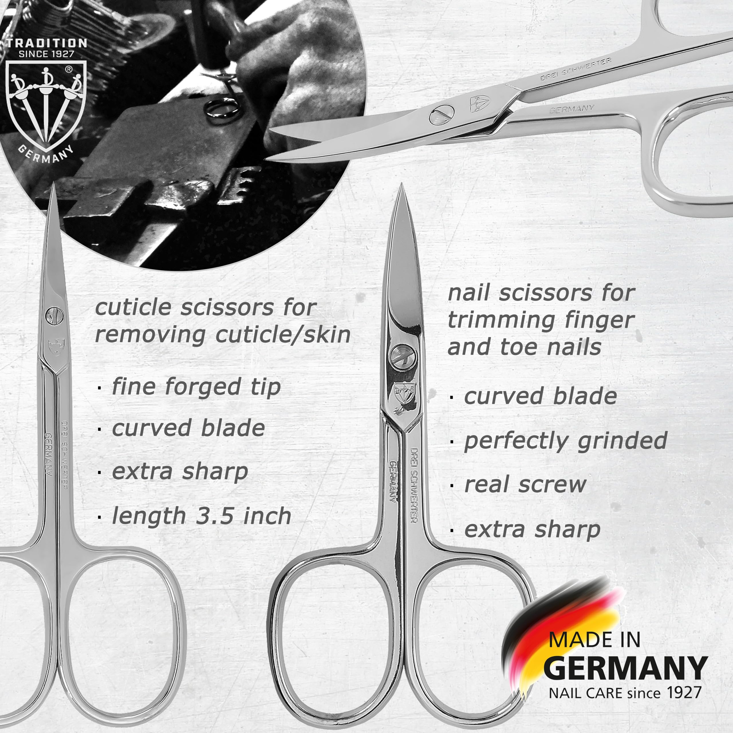 3 Swords Germany – 12-Piece Manicure & Pedicure Kit in Black Leather Case | Made in Germany