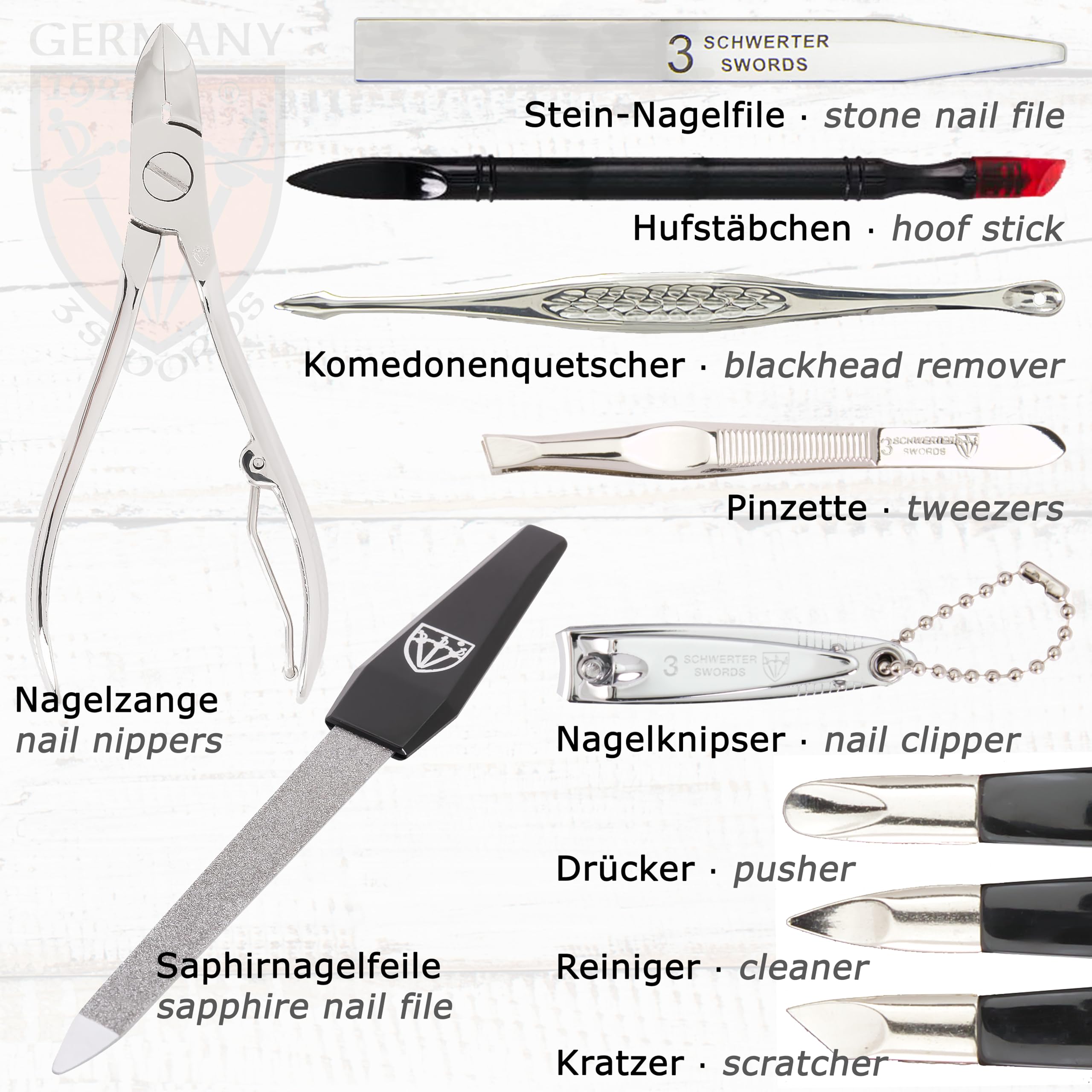 3 Swords Germany – Manicure & Pedicure Set Kit | Premium Nail Care Tools