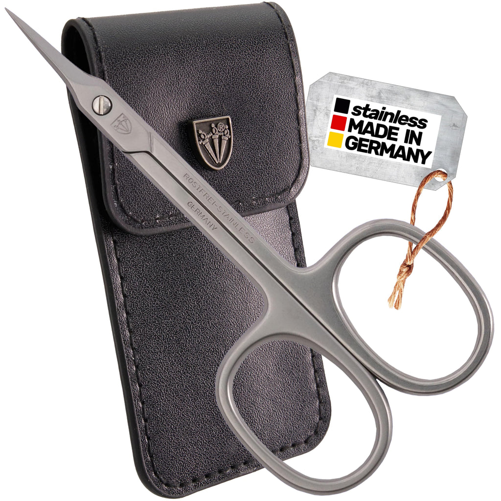 3 Swords Germany Curved Cuticle Scissors – INOX Stainless Steel, Towerpoint, Case Included | Made in Germany