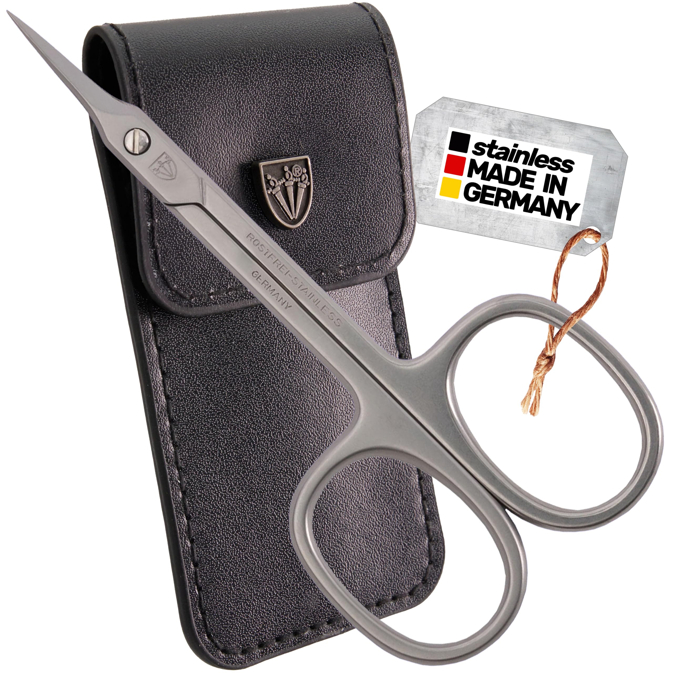 3 Swords Germany Curved Cuticle Scissors – INOX Stainless Steel, Towerpoint, Case Included | Made in Germany