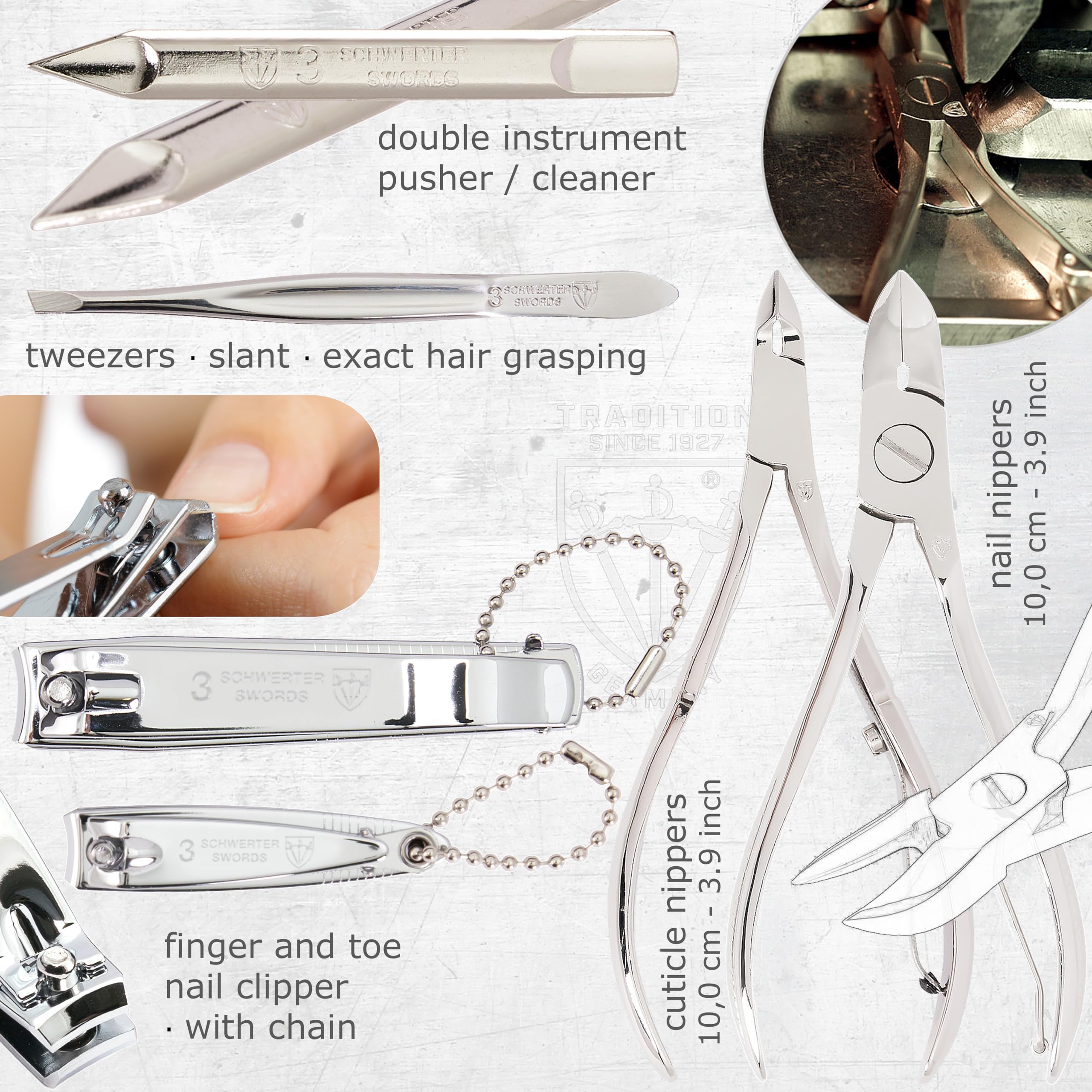 3 Swords Germany – 11-Piece Manicure & Pedicure Kit in Leather Case | German Craftsmanship