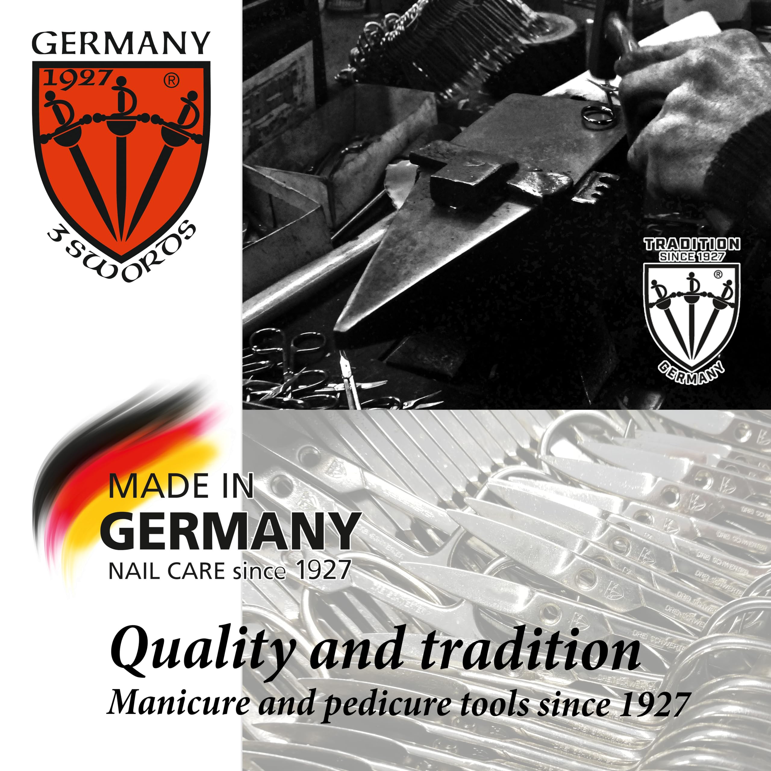 3 Swords Germany 7-Piece Manicure & Pedicure Kit in Red Leather Case