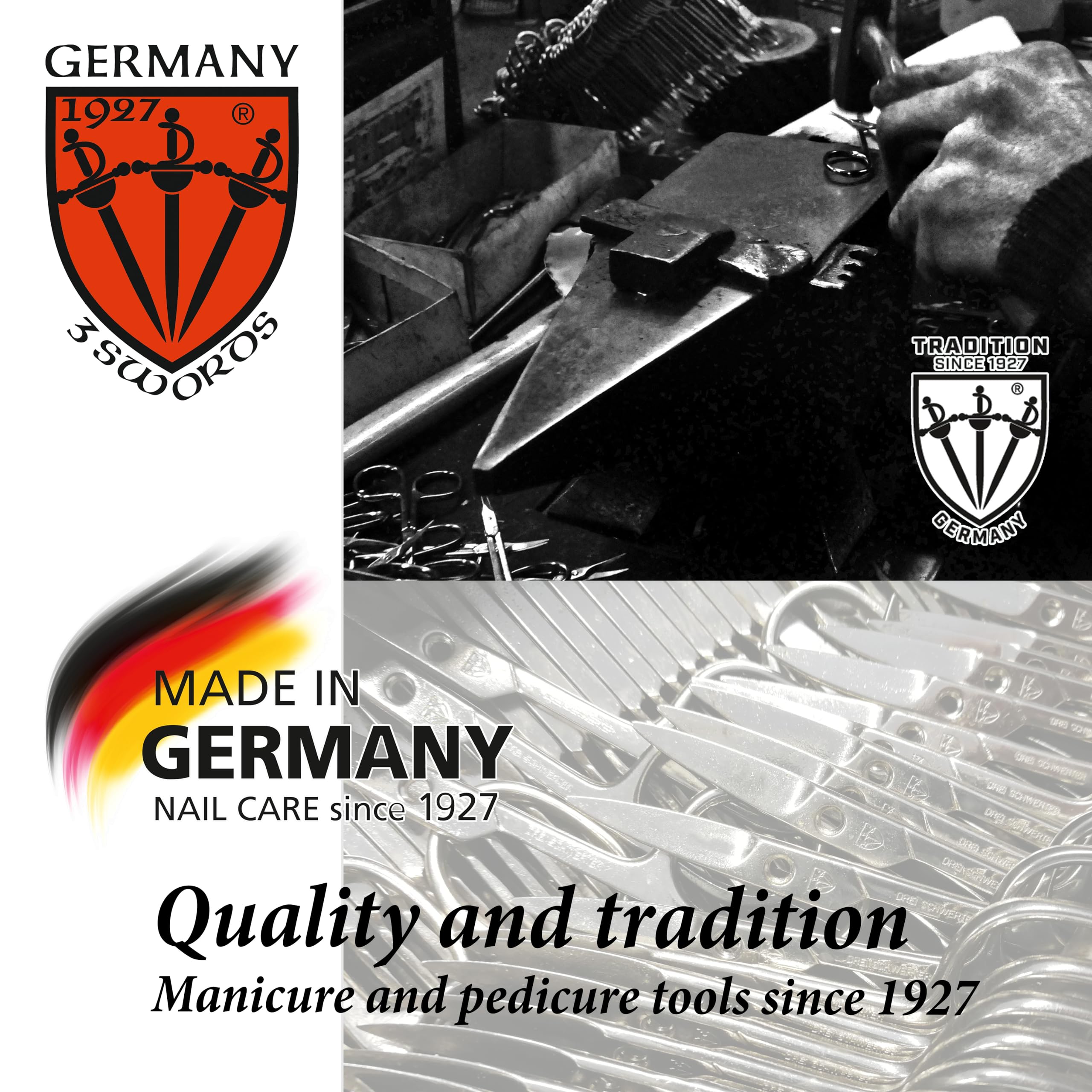 3 Swords Germany – 3-Piece Manicure & Pedicure Kit | Solingen Made, Leather Case Gift Box