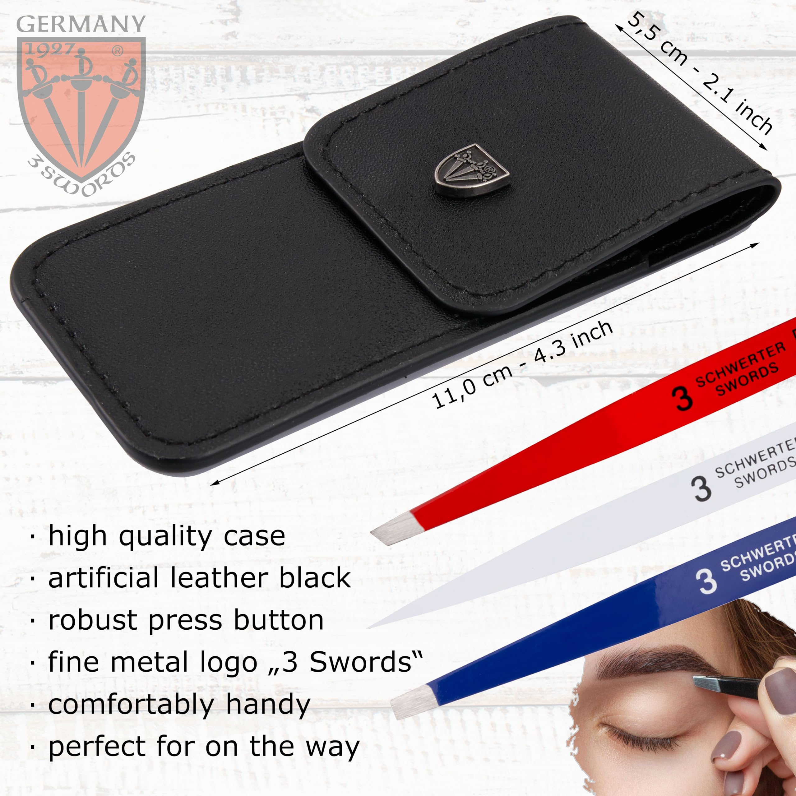 3 Swords Germany – Precision Tweezer Set USA Edition (Slanted, Straight, Pointed)
