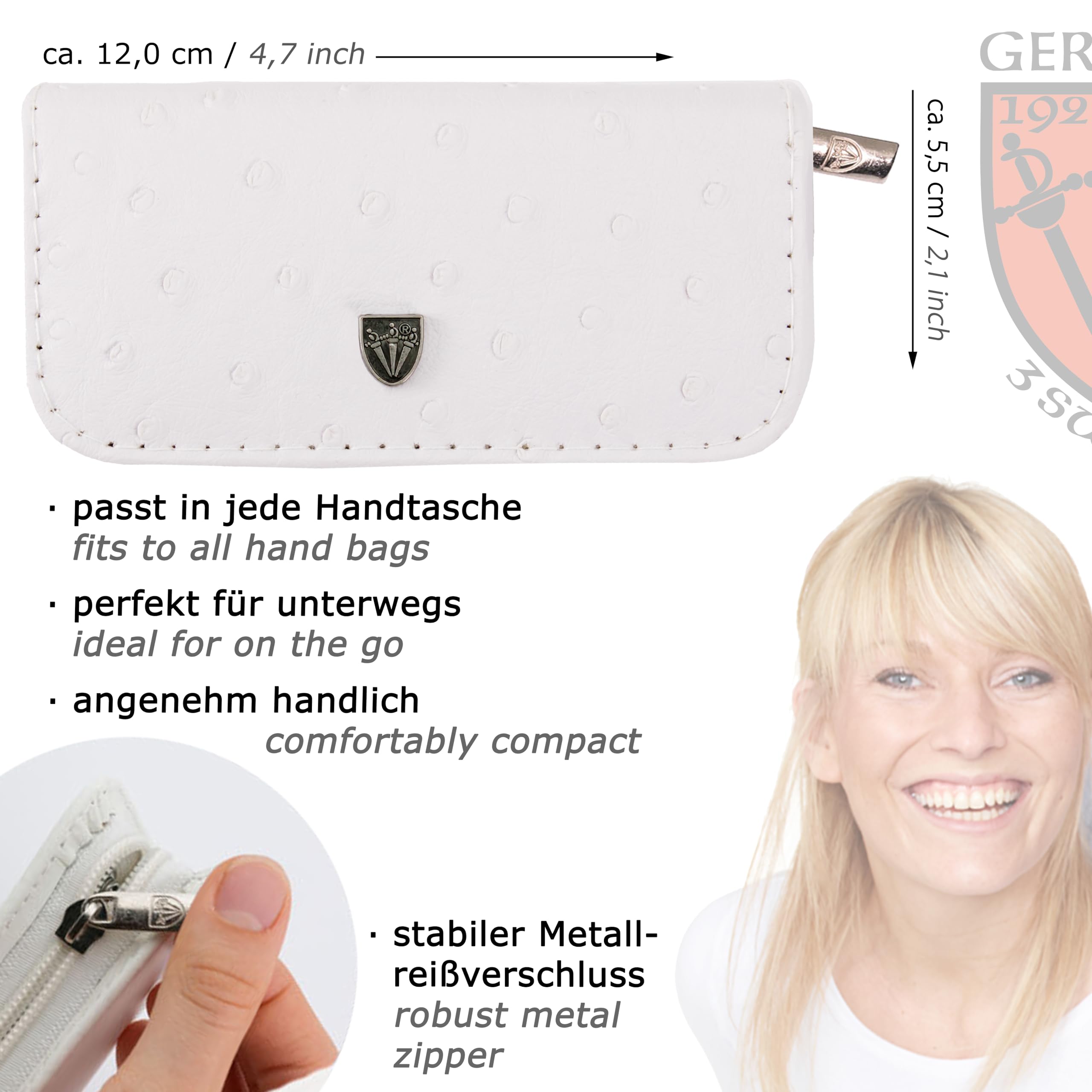 3 Swords Germany 5-Piece Manicure & Pedicure Kit in Ostrich White Leather Case | Made in Germany