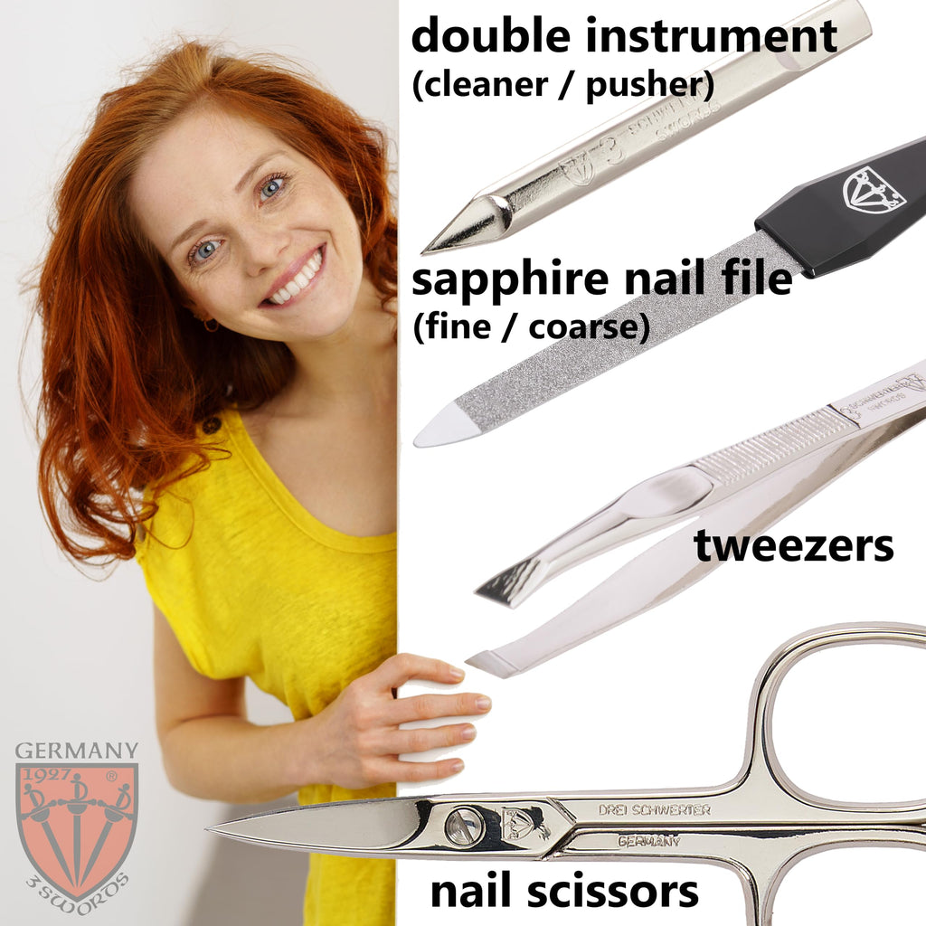 3 Swords Germany – 3-Piece Manicure & Pedicure Kit | Solingen Made, Leather Case Gift Box