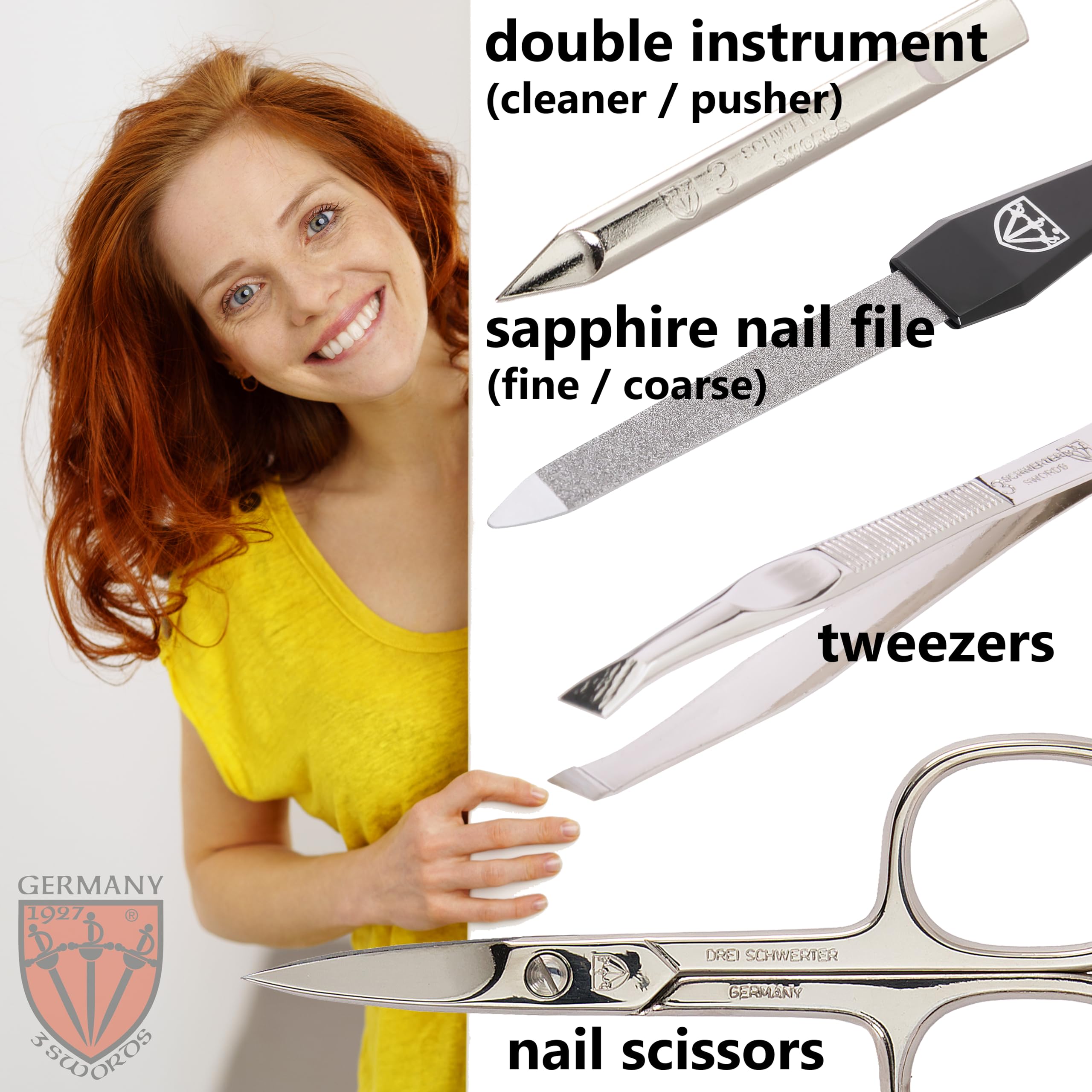 3 Swords Germany – 3-Piece Manicure & Pedicure Kit | Solingen Made, Leather Case Gift Box