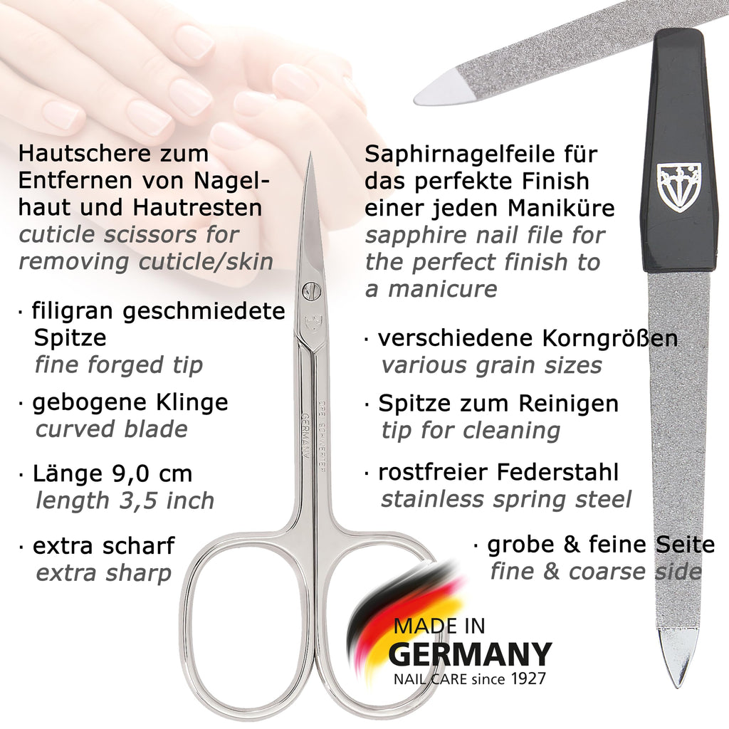 3 Swords Germany 5-Piece Manicure & Pedicure Kit in Ostrich White Leather Case | Made in Germany
