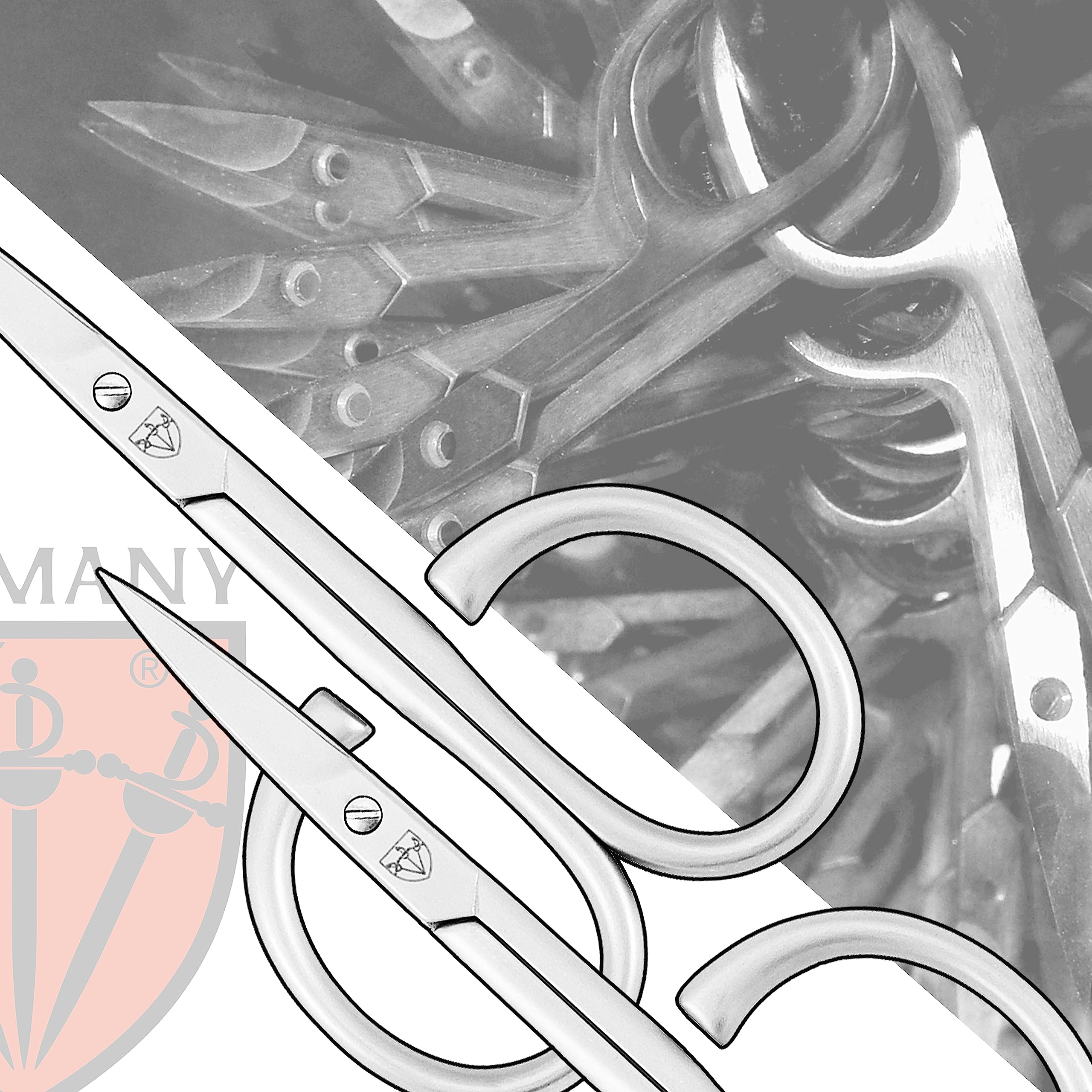 3 Swords Germany - Stainless Steel Curved Cuticle Scissors with Case | Strong Scissors for Strong People