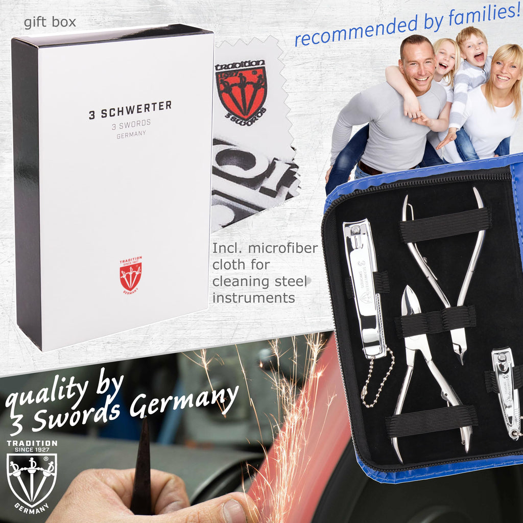 3 Swords Germany – 11-Piece Manicure & Pedicure Kit in Leather Case | German Craftsmanship