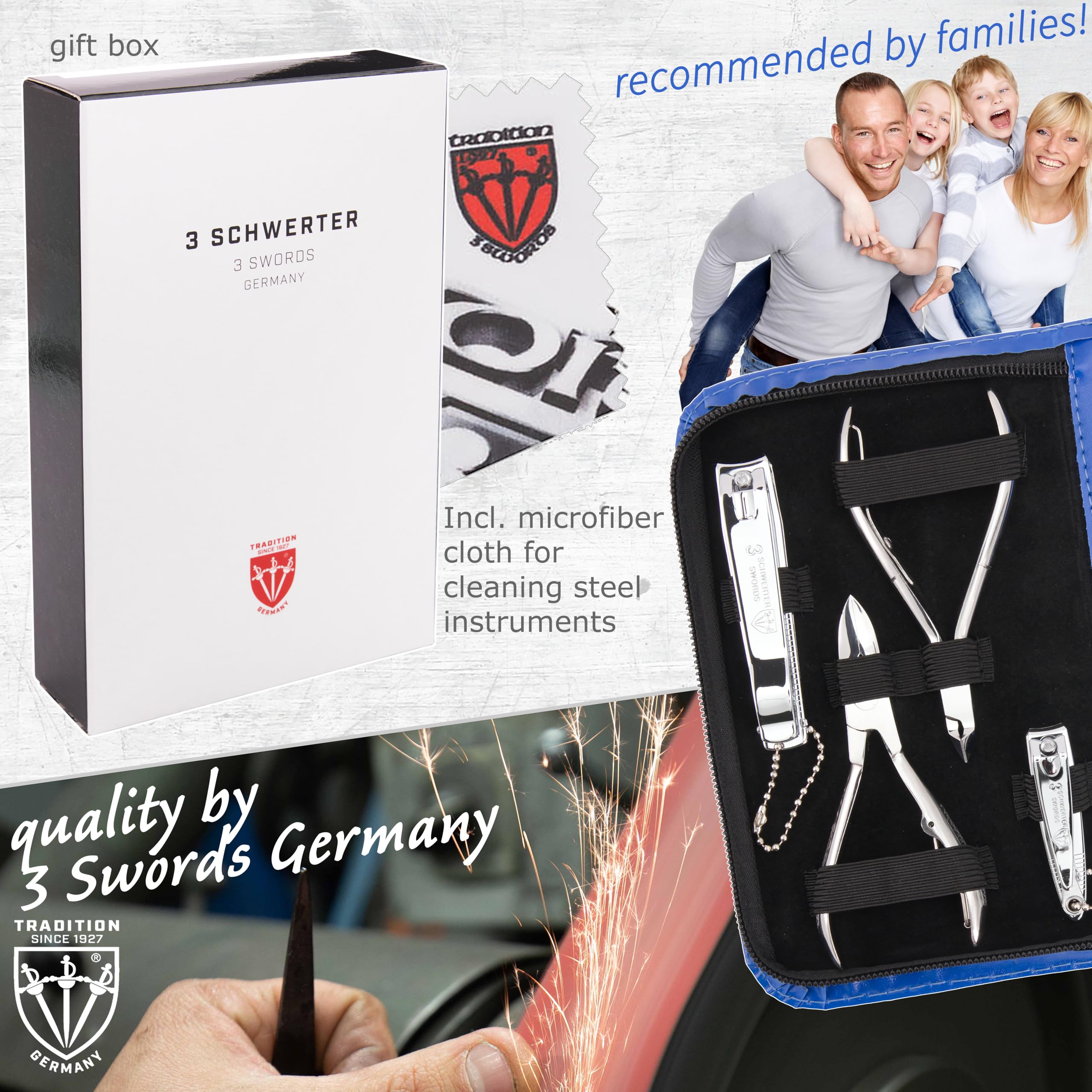 3 Swords Germany – 11-Piece Manicure & Pedicure Kit in Leather Case | German Craftsmanship