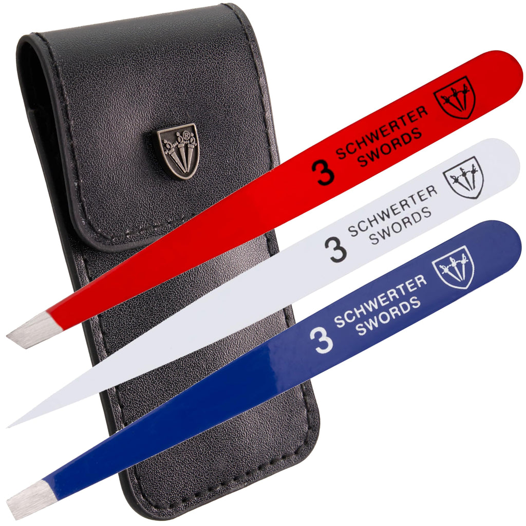 3 Swords Germany – Precision Tweezer Set USA Edition (Slanted, Straight, Pointed)