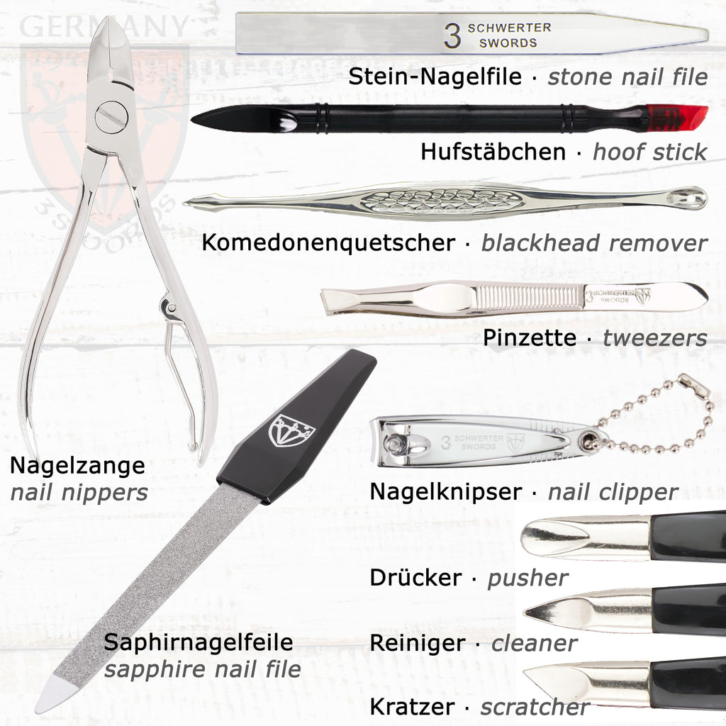 3 Swords Germany – Manicure Pedicure Set Kit (009) | Premium Nail Care Tools