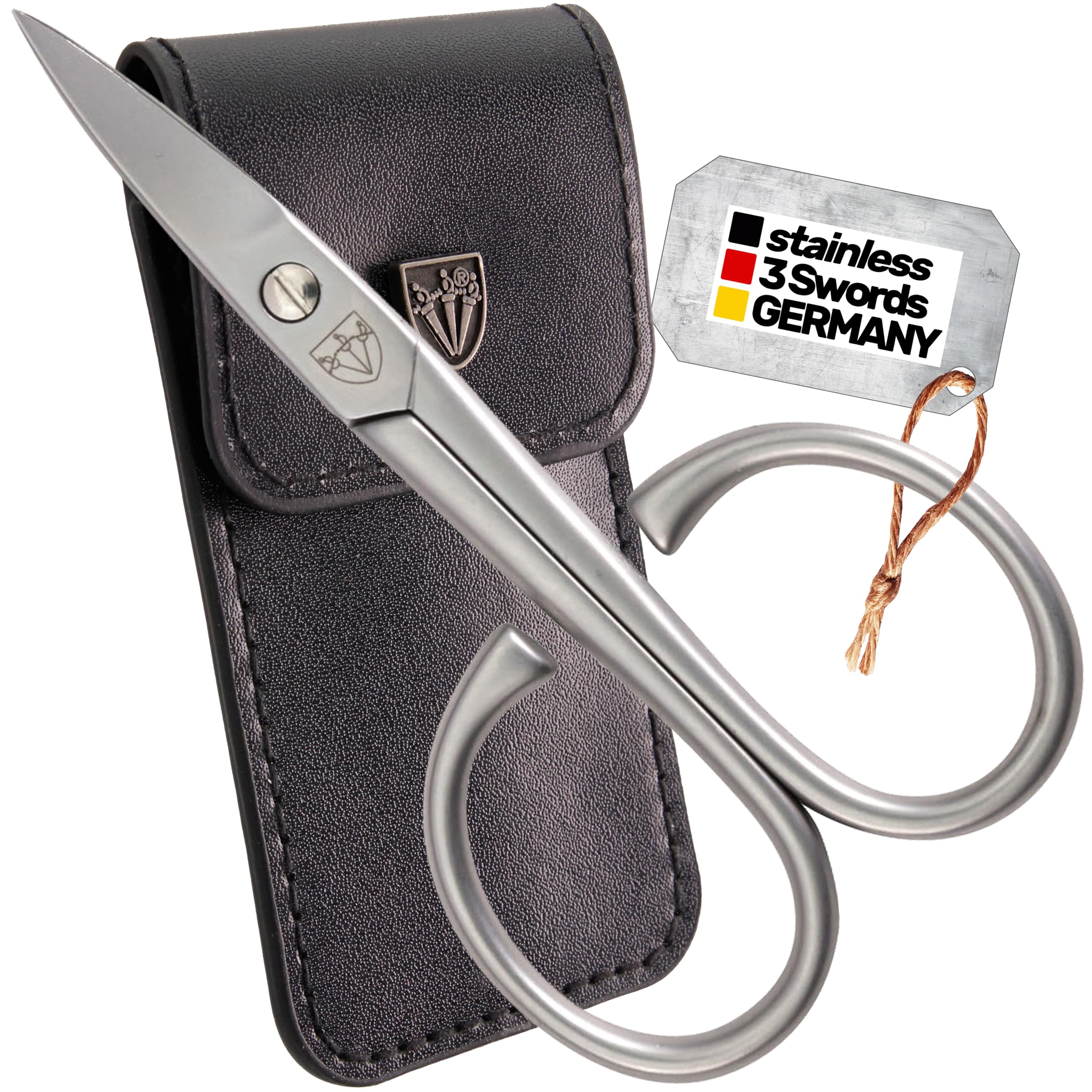 3 Swords Germany Solingen Curved Nail Scissors – INOX Stainless, Extra-Strong, With Case