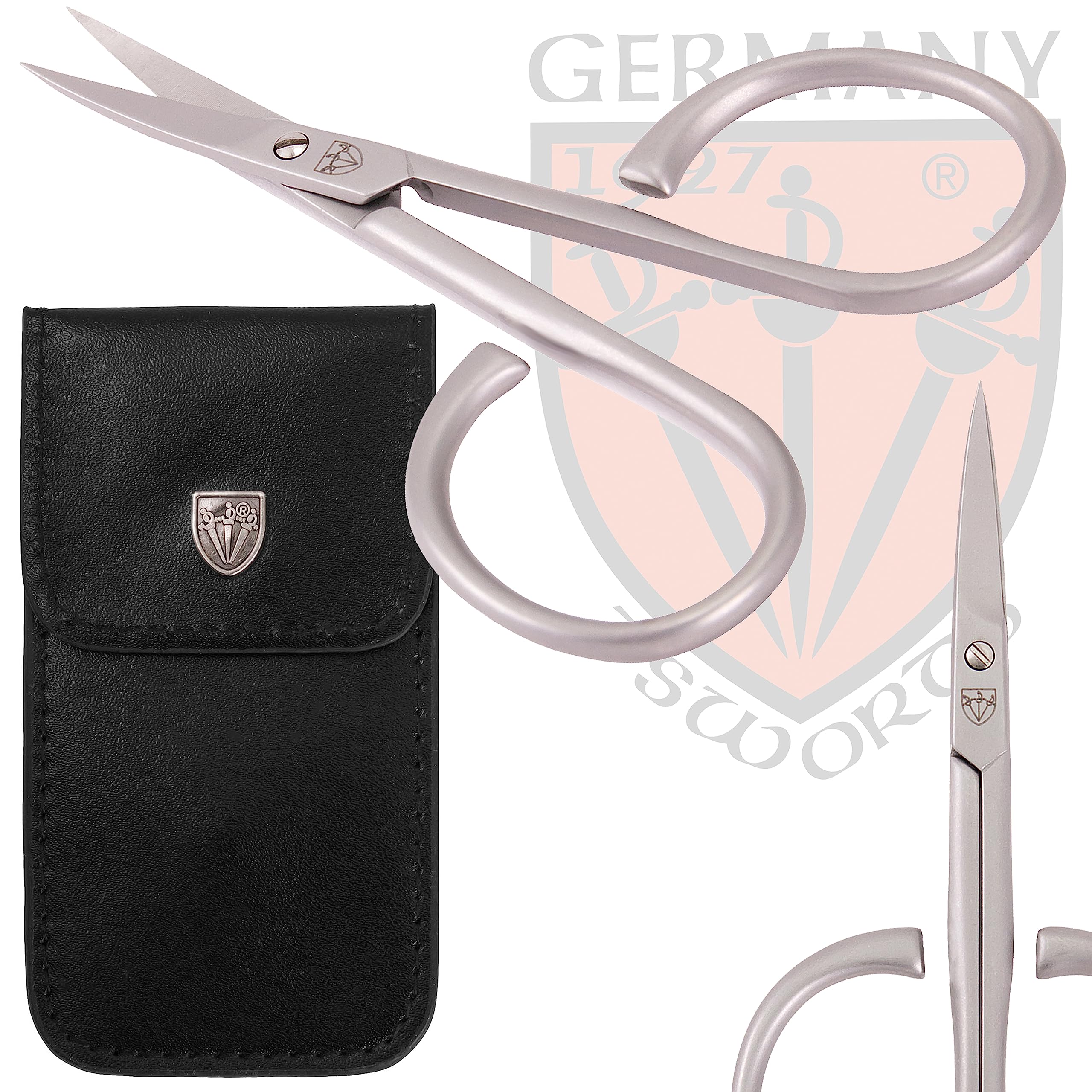 3 Swords Germany - Stainless Steel Curved Cuticle Scissors with Case | Strong Scissors for Strong People