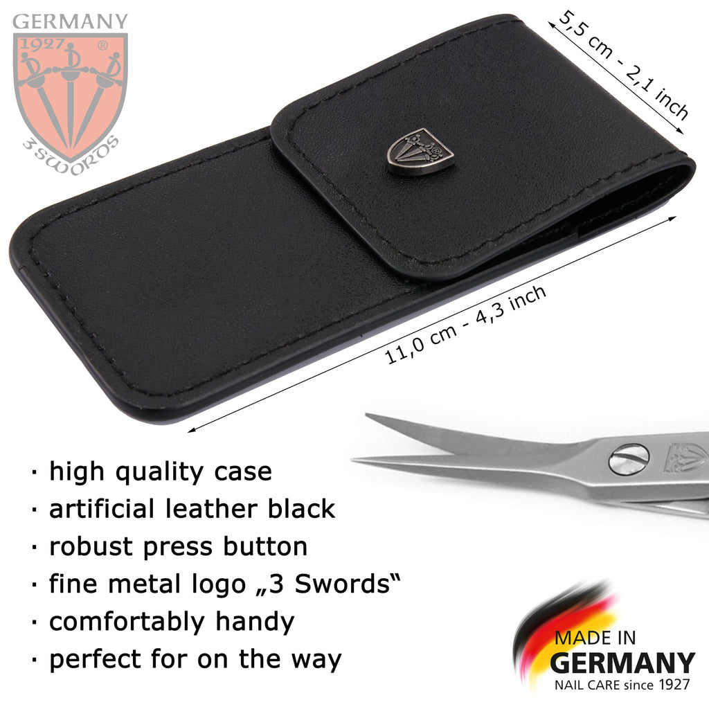 3 Swords Germany Curved Cuticle Scissors – INOX Stainless Steel, Towerpoint, Case Included | Made in Germany