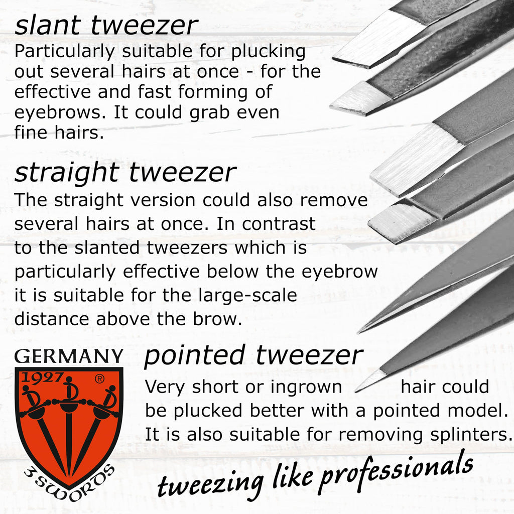 3 Swords Germany – Precision Tweezer Set USA Edition (Slanted, Straight, Pointed)
