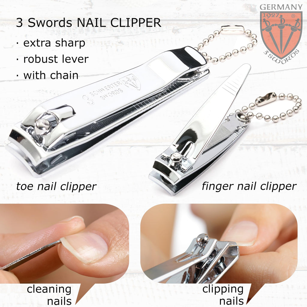 3 Swords Germany - 3-Piece Manicure Pedicure Grooming Kit in Genuine Leather Case | Solingen Quality