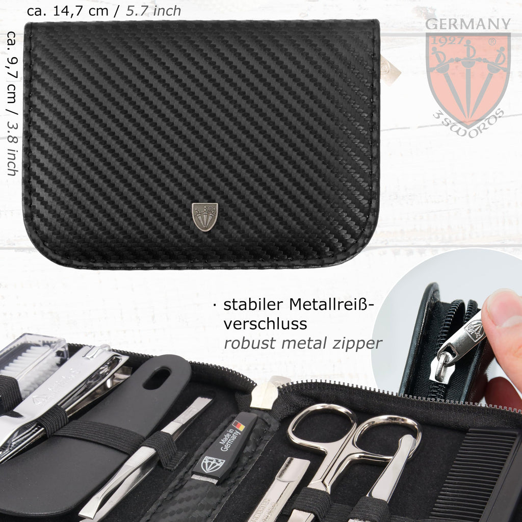 3 Swords Germany - 10-Piece Manicure Pedicure Kit in Leather Case | Premium German Craft