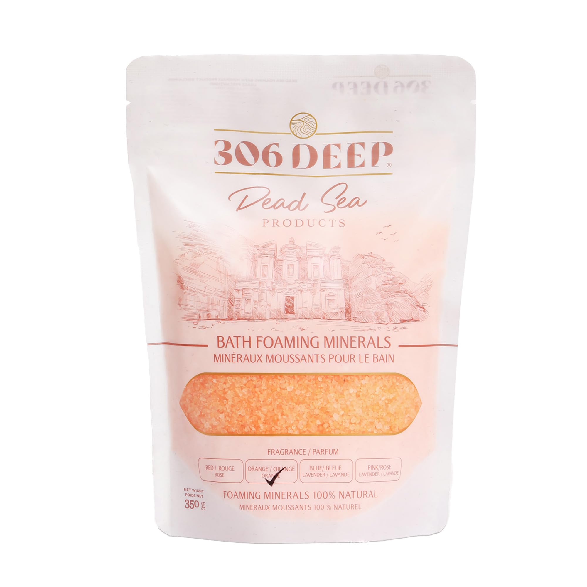 306 Deep Dead Sea Foaming Orange Bath Salts – Coarse Mineral Soak with Orange Essential Oils