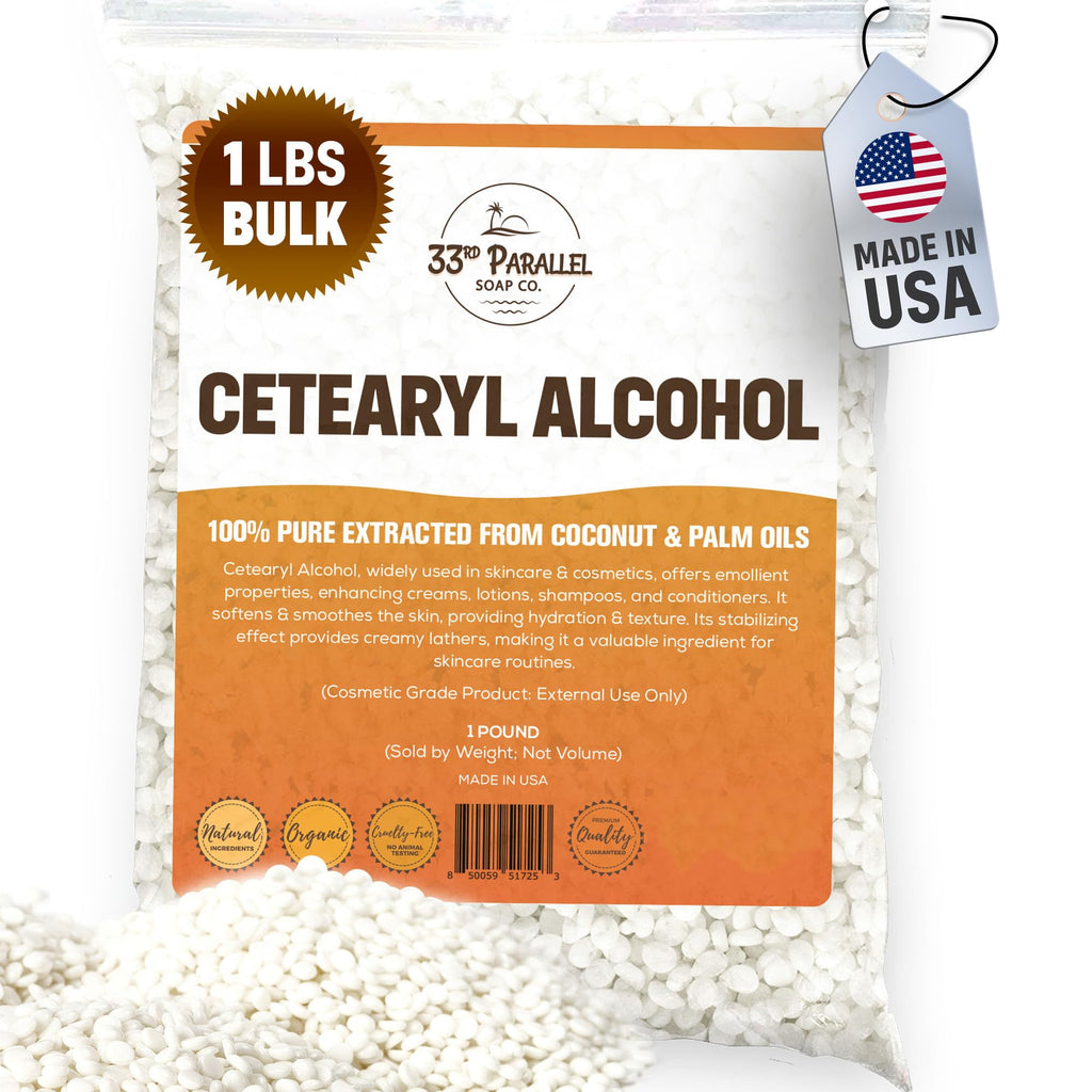 33RD PARALLEL SOAP CO. Cetearyl Alcohol 1lb — Premium Granules for Creams, Lotions & Shampoos