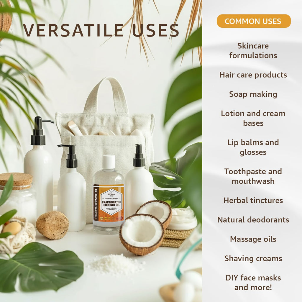 33RD PARALLEL SOAP CO. Organic Fractionated Coconut Oil (16 oz) – Cold-Pressed, Non-GMO Carrier Oil