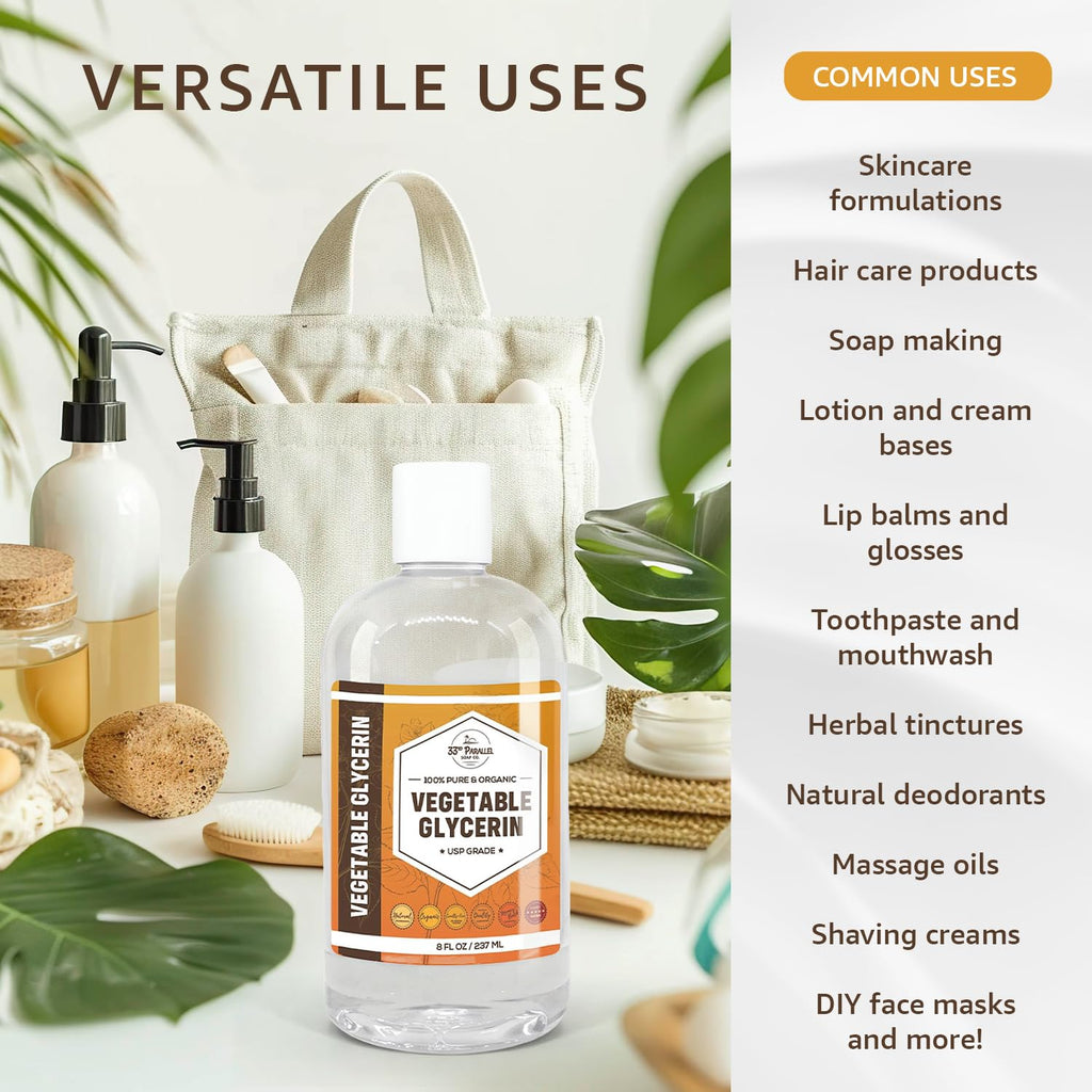 Organic Vegetable Glycerin USP 32 oz – Cosmetic Grade, Non-GMO | 33RD PARALLEL SOAP CO.