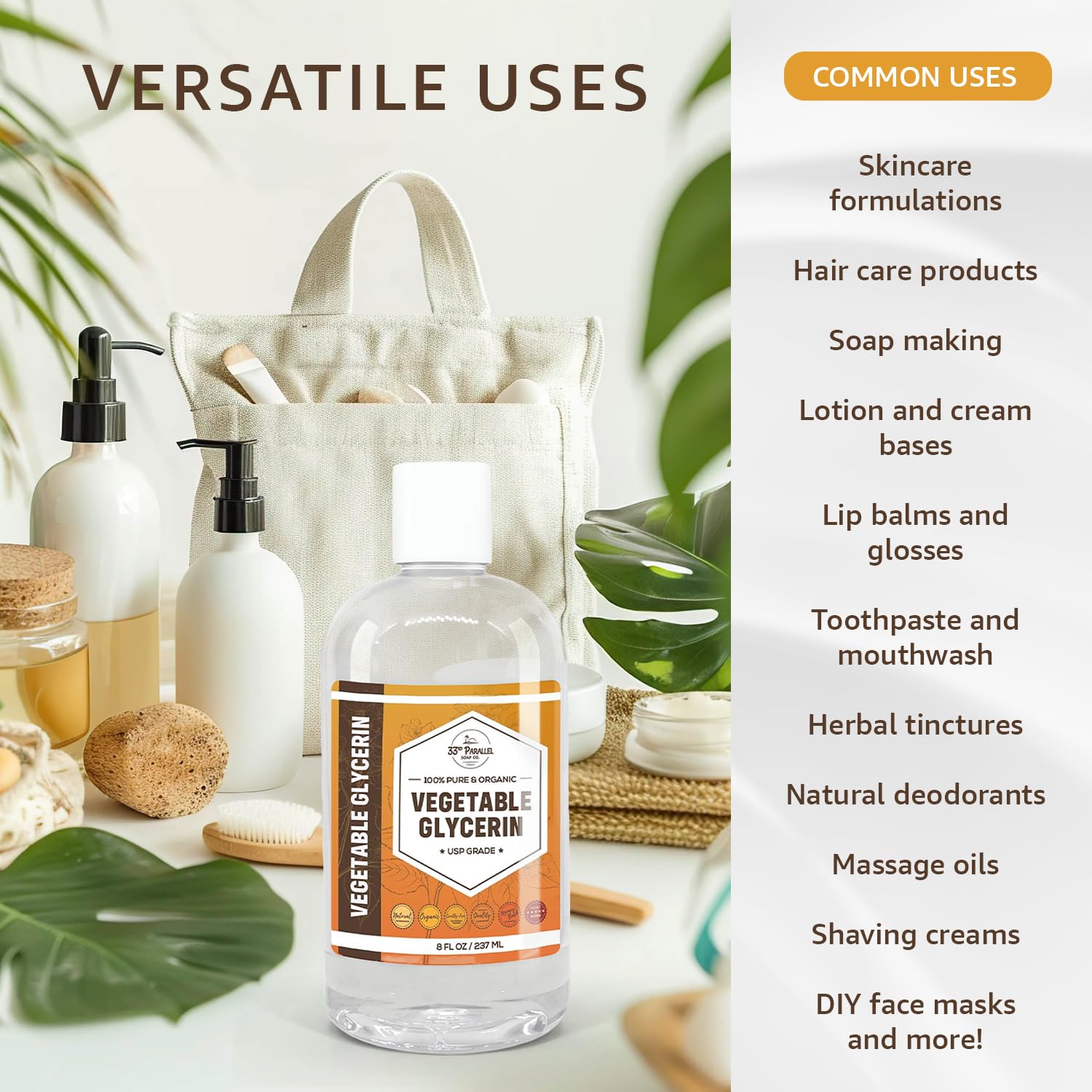 Organic Vegetable Glycerin USP 32 oz – Cosmetic Grade, Non-GMO | 33RD PARALLEL SOAP CO.