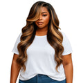 Vietnamese Human Hair Glueless Lace Front Pre Styled Honey Blonde Wavy 250% Density Wig