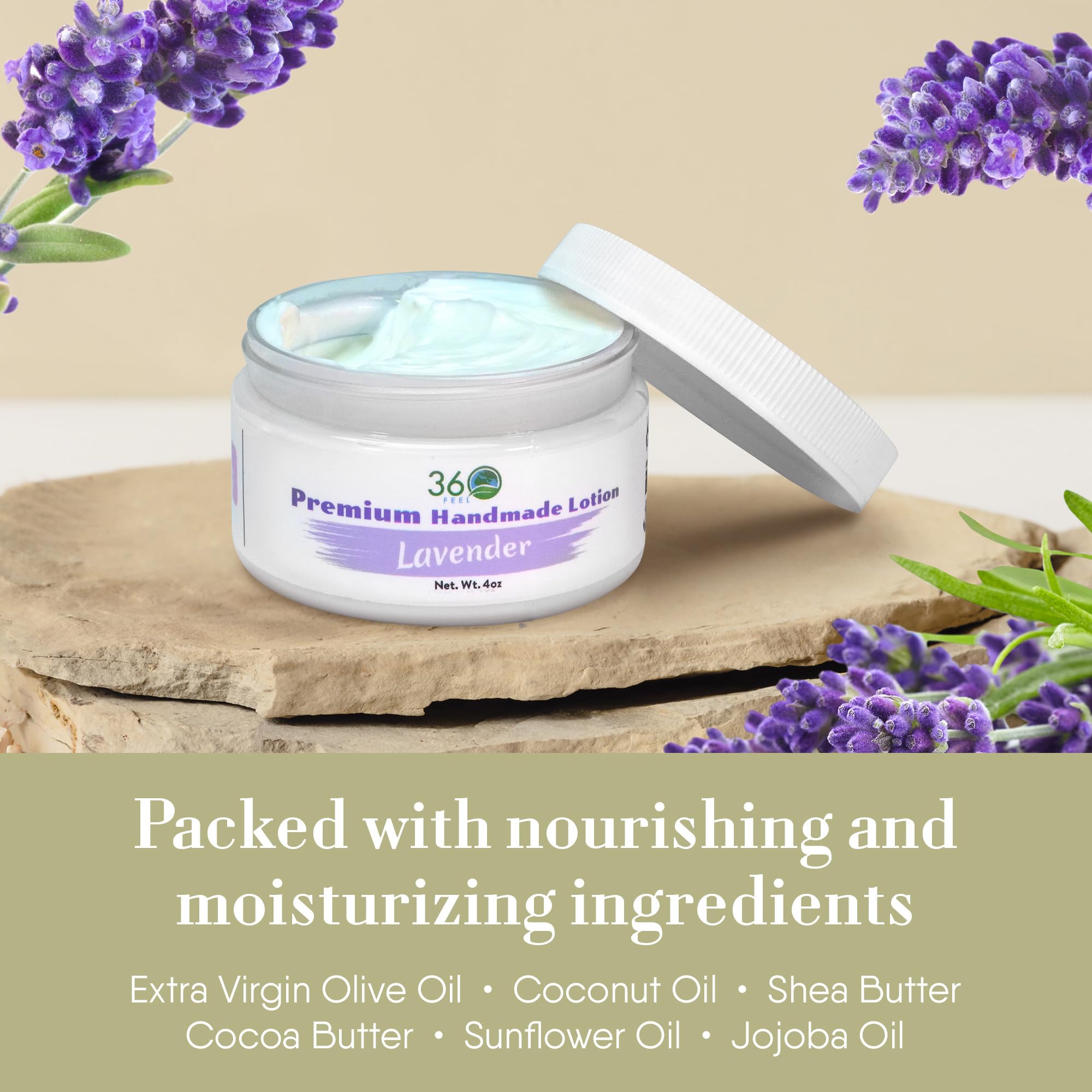 360Feel Lavender Patchouli Lotion – Hydrating Plant-Based Moisturizer for Sensitive Skin