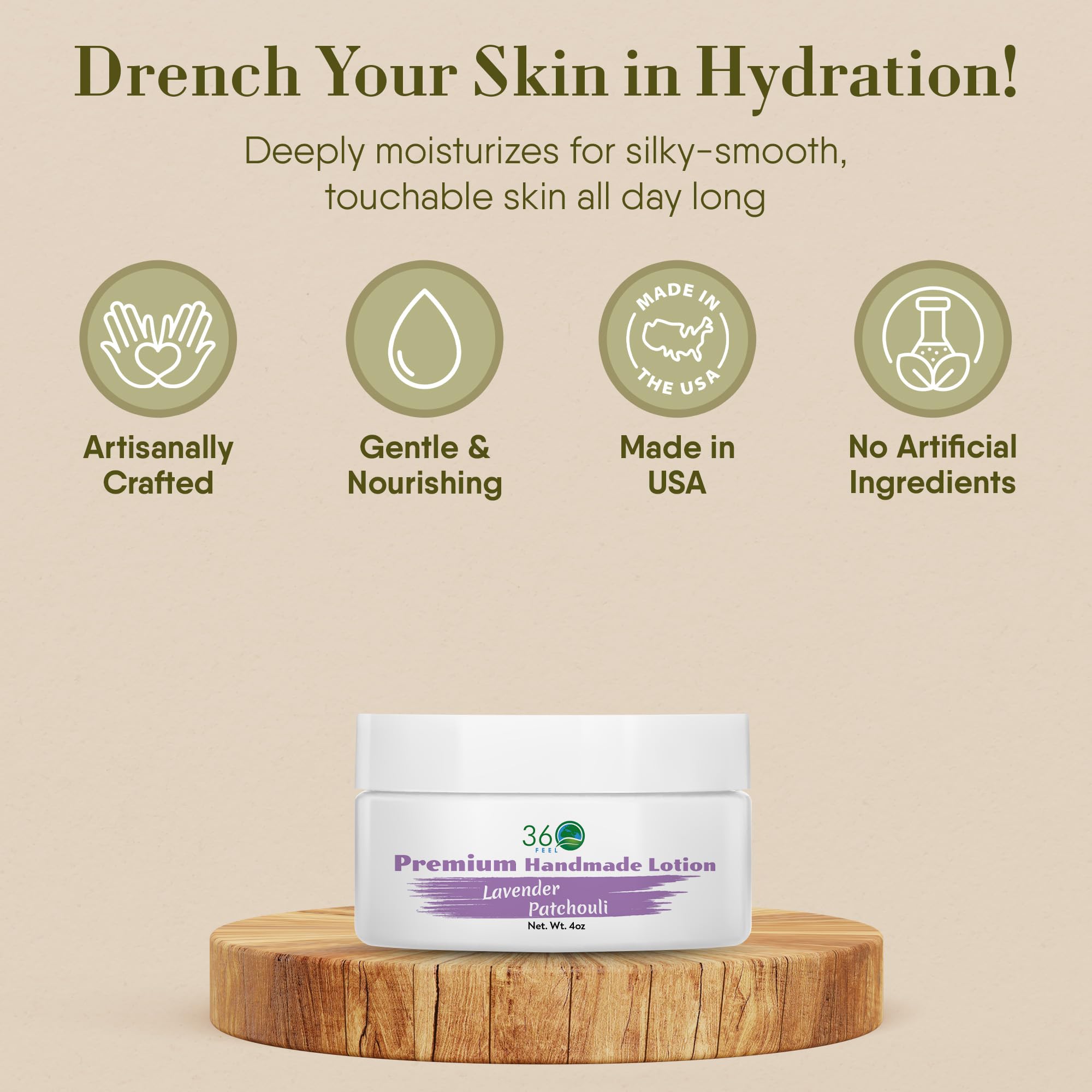 360Feel Lavender Patchouli Lotion – Hydrating Plant-Based Moisturizer for Sensitive Skin