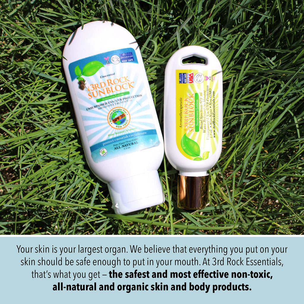 3rd Rock Essentials Sunblock SPF 35 | All Natural Organic Zinc Sunscreen (3.3 oz) – 3 Pack
