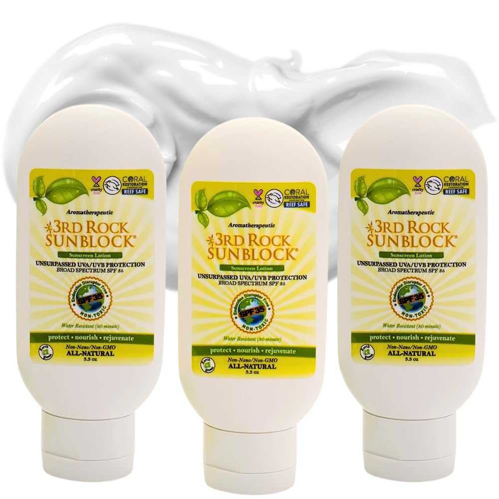3rd Rock Essentials Sunblock SPF 35 | All Natural Organic Zinc Sunscreen (3.3 oz) – 3 Pack