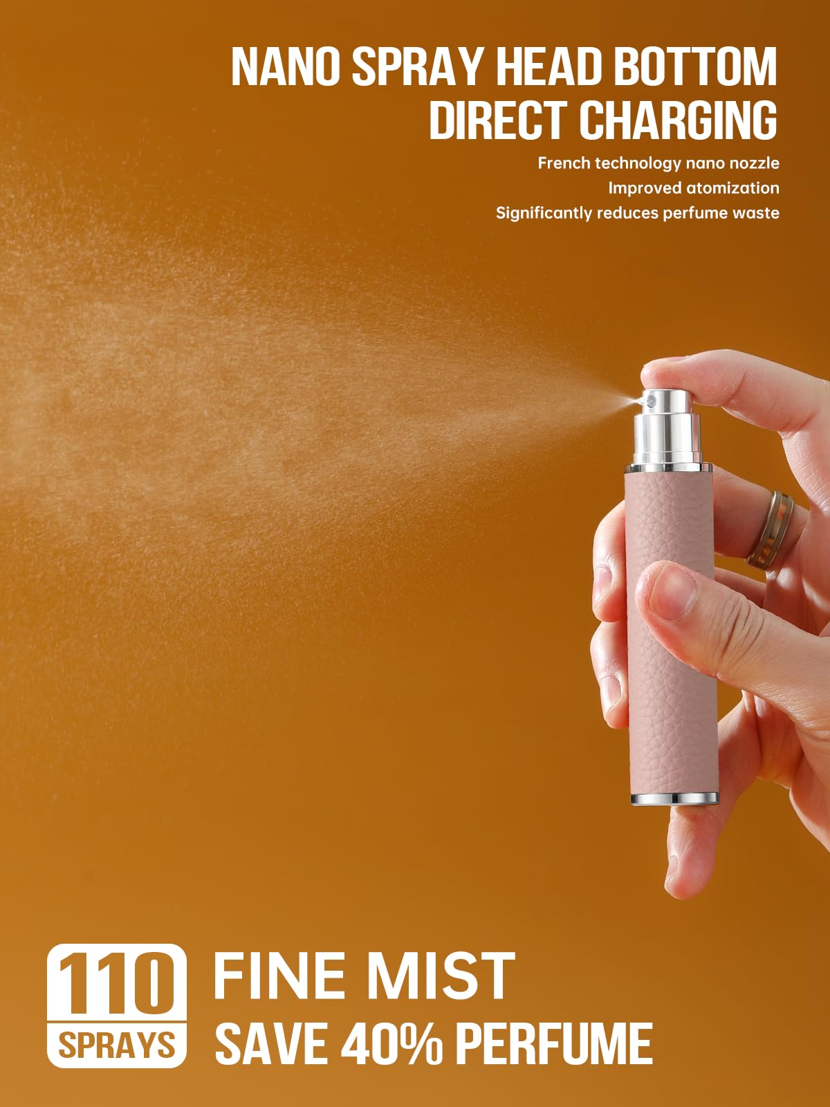 3zorqinron 10ML Genuine Leather Perfume Atomizer Sprayer – Portable Pink Travel Refillable Bottle