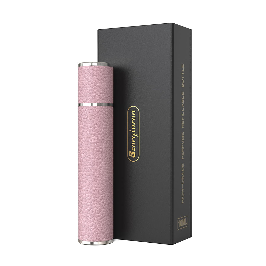 3zorqinron 10ML Genuine Leather Perfume Atomizer Sprayer – Portable Pink Travel Refillable Bottle