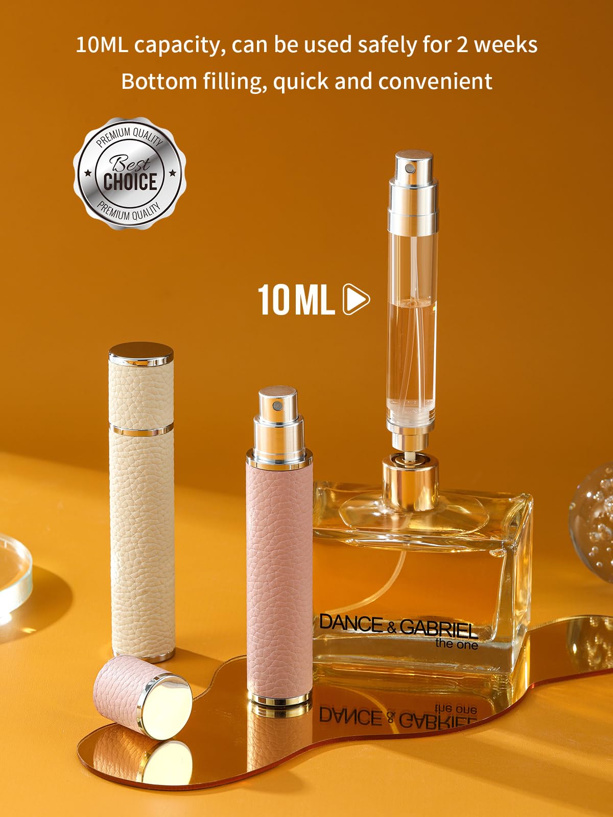 3zorqinron 10ML Genuine Leather Perfume Atomizer Sprayer – Portable Pink Travel Refillable Bottle