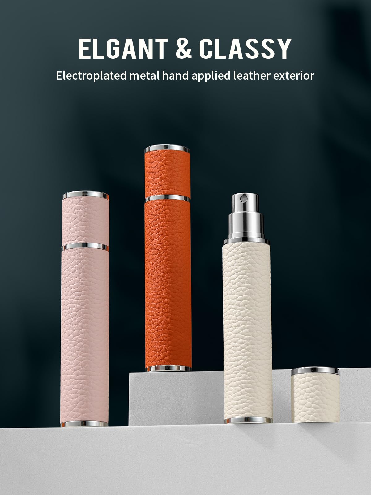 3zorqinron 10ML Genuine Leather Perfume Atomizer Sprayer – Portable Pink Travel Refillable Bottle