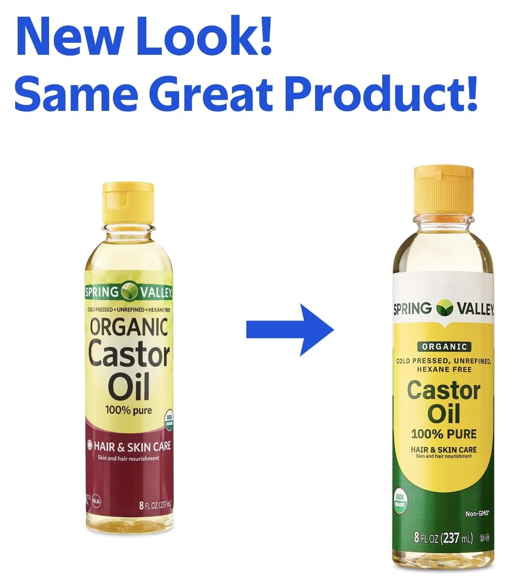4 TOP CARE Cold-Pressed Castor Oil – Organic, Hexane-Free, 8 oz for Hair & Skin