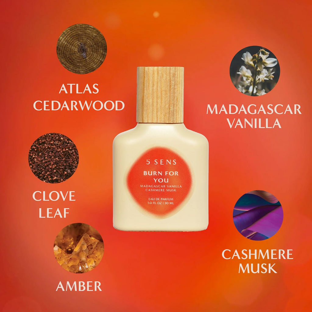 5 SENS Burn For You Eau de Parfum (30 mL) – Warm Woody Spicy Fragrance | Vegan & Cruelty-Free