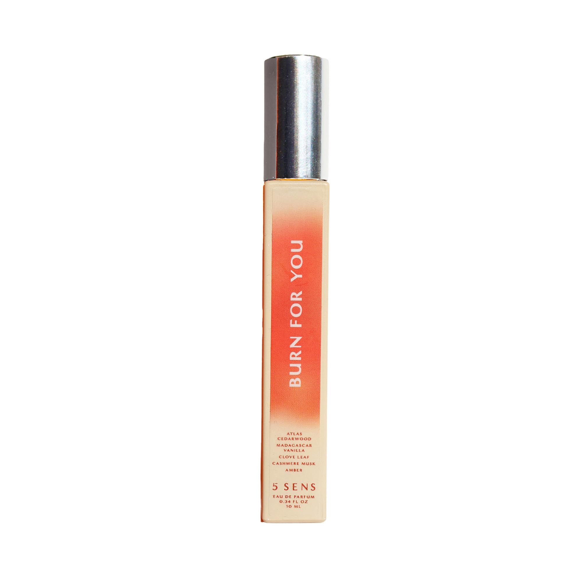 5 SENS Burn For You Eau de Parfum Travel Spray (10 mL) | Warm Woody Vanilla Cedarwood, Clove & Amber – Vegan & Cruelty-Free