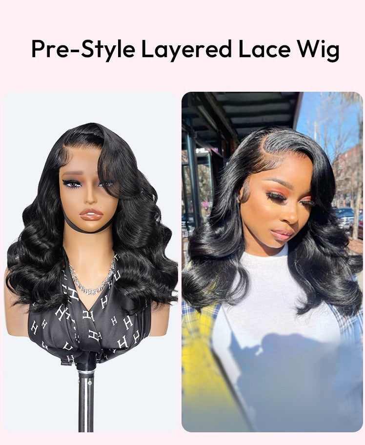 Chic Luxe Hair Ready To Go Bleached Pre-Cut Lace Side Part Wavy Layer Cut Wig | 100% Human Hair | 250% Density