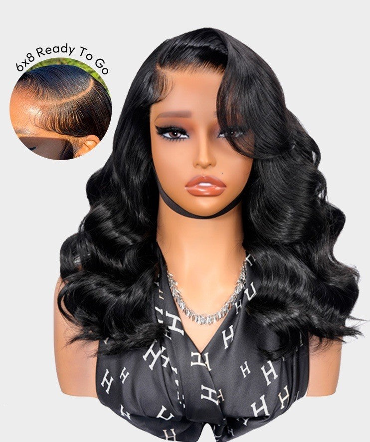 Chic Luxe Hair Ready To Go Bleached Pre-Cut Lace Side Part Wavy Layer Cut Wig | 100% Human Hair | 250% Density