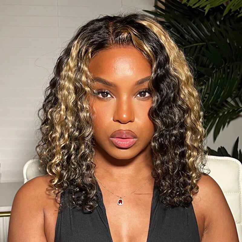 Chic Luxe Hair Glueless Lace Front Highlight Honey Blonde Short Wig | 100% Human Hair
